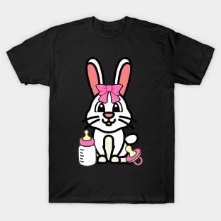 cute baby bunny wears a pink ribbon T-Shirt